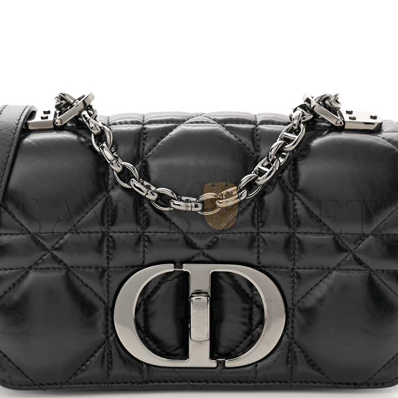 DIOR CALFSKIN MACROCANNAGE SMALL CARO BAG BLACK (20*12*7cm) 